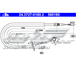 24.3727-0180.2 ATE linka hamulca ręcznego tylna prawa