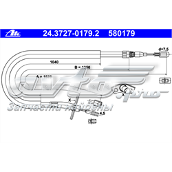 24.3727-0179.2 ATE linka hamulca ręcznego tylna lewa