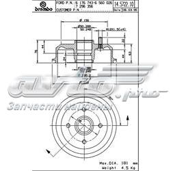 14572210 Brembo Bęben hamulcowy tylny