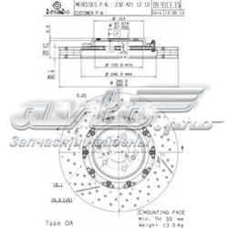 Do koszyka A2304211212 Mercedes Tarcza hamulcowa przednia