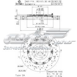 8E0615301AB VAG Tarcza hamulcowa przednia