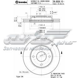 Tarcza hamulcowa przednia 09B52610 Brembo