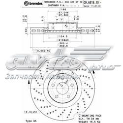 09.A819.11 Brembo tarcza hamulcowa przednia