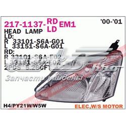Do koszyka 33101S6AG01 Honda Reflektor prawy