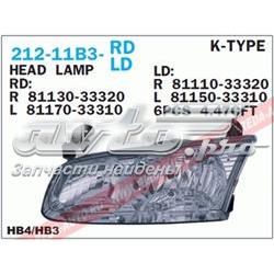 8111033320 Toyota Reflektor prawy