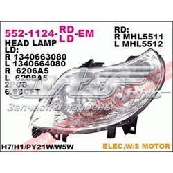 Reflektor prawy 1606926880 Peugeot/Citroen