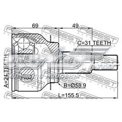 FTB122510 Mazda Przegub homokinetyczny przedni zewnętrzny