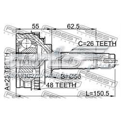 0110-010A48 Febest przegub homokinetyczny przedni zewnętrzny