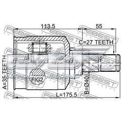 0411-CW5LH Febest przegub homokinetyczny wewnętrzny przedni lewy