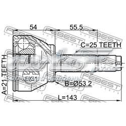 2110-FUS Febest przegub homokinetyczny przedni zewnętrzny
