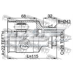 Przegub homokinetyczny wewnętrzny przedni prawy Mazda 323 BA