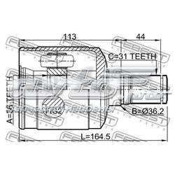 Przegub homokinetyczny wewnętrzny przedni lewy Mazda CX-9 TB