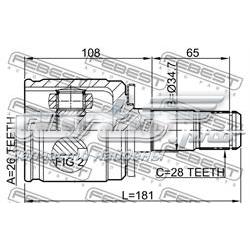 MR165860 Mitsubishi przegub homokinetyczny wewnętrzny przedni lewy