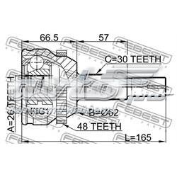 0110-MCV30A48 Febest przegub homokinetyczny przedni zewnętrzny