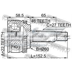 2210-CDA46 Febest przegub homokinetyczny przedni zewnętrzny