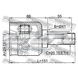 Do koszyka 3815A226 Mitsubishi Przegub homokinetyczny przedni wewnętrzny