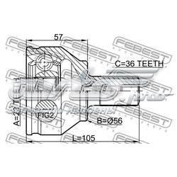 2110-FOCII Febest przegub homokinetyczny przedni zewnętrzny