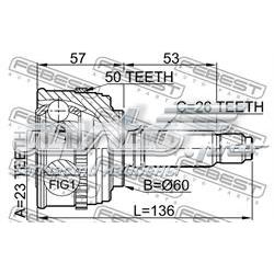 Przegub homokinetyczny przedni zewnętrzny Febest 0310058A50 cena, od 44,99 USD