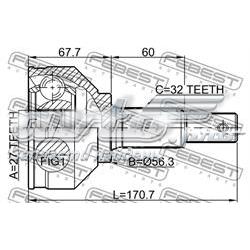 Przegub homokinetyczny przedni zewnętrzny Nissan/Infiniti 392111AA0A cena, od 42,61 USD