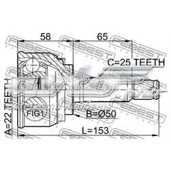 0410001 Febest przegub homokinetyczny przedni zewnętrzny