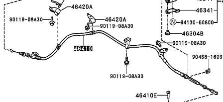 4641060711 Toyota Linka hamulca ręcznego przednia