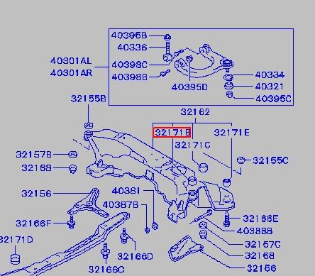 MB870742 Mitsubishi Tuleja (poduszka) przedniej belki