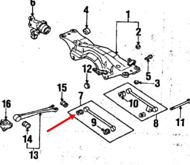 Silentblock wahacza poprzecznego tylnego wewnętrzny Subaru Legacy 2 (BD, BG)