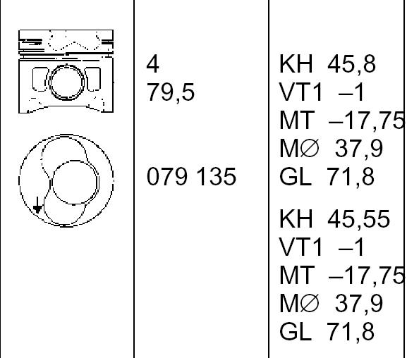 030 40 02 Mahle Original tłok, komplet na 1 cylinder, 2. naprawa (+0,50)