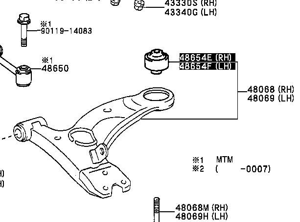 4806105010 Toyota Silentblock przedniego wahacza dolnego