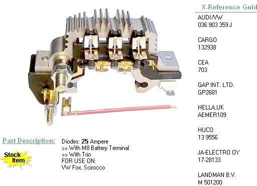 Mostek prostowniczy alternatora = Moster diodowy alternatora 166311 IKA