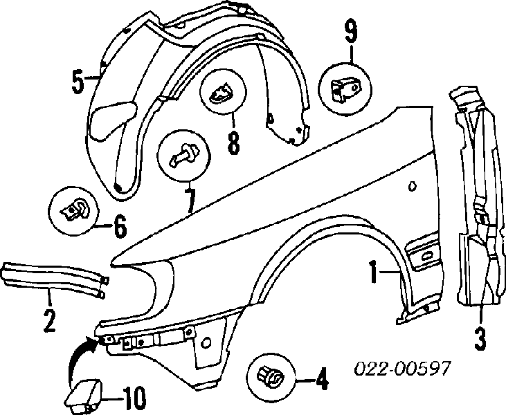 Błotnik przedni prawy Audi 100 (4A, C4)