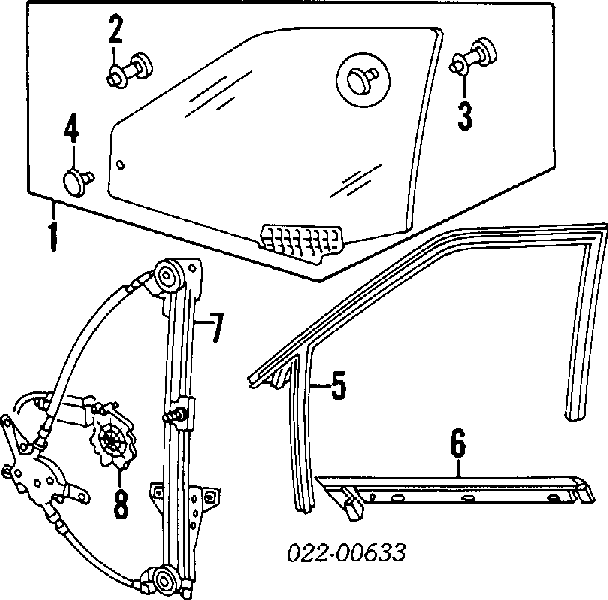 4A0837461B VAG mechanizm podnoszenia szyby drzwi przednich lewych