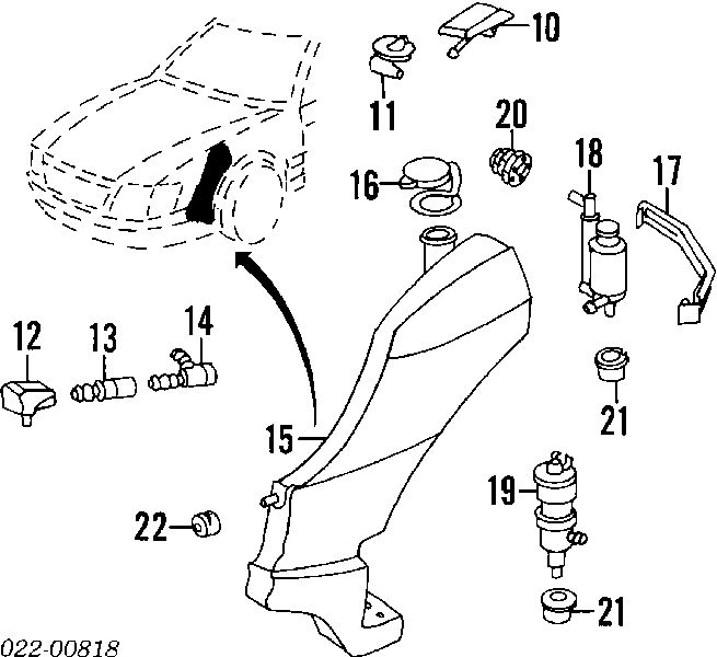 Dysza spryskiwacza szyby przedniej Audi A8 D2 (4D2, 4D8)