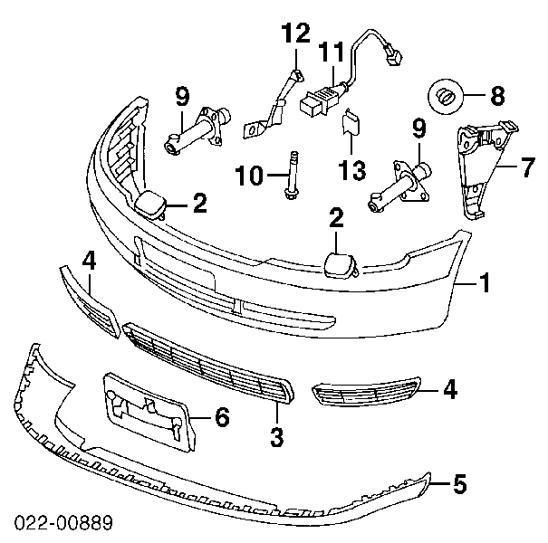 Kratka zderzaka przedniego prawa 8D0807346G01C VAG