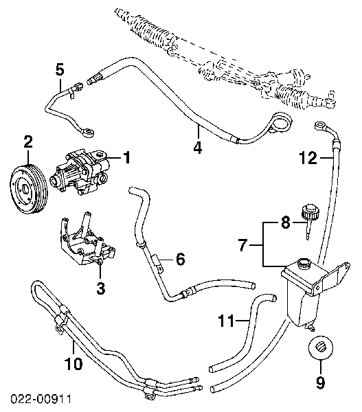 Przewód hydraulicznego układu wspomagania wysokiego ciśnienia, od pompy do maglownicy (mechanizmu) Audi A6 (4A, C4)