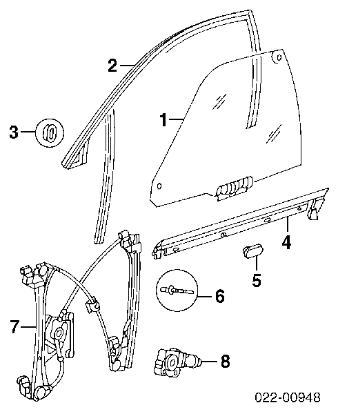 Szyba drzwi prawych przednich GS0018D304 XYG