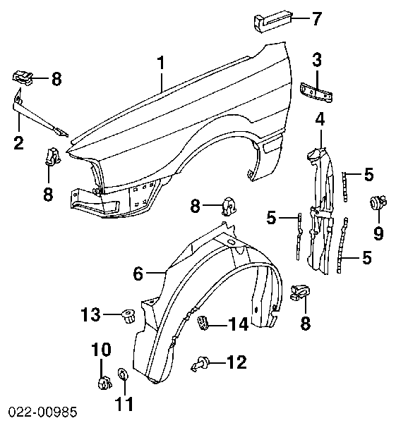 Błotnik przedni lewy Audi 80 B4 sedana (8C2) (1991 - 1994) cena, od 63,80 USD
