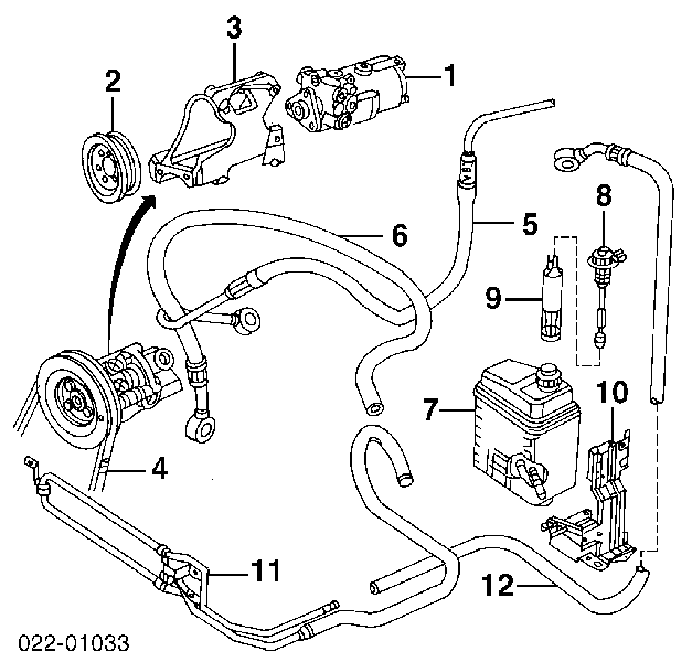 Przewód hydraulicznego układu wspomagania wysokiego ciśnienia, od pompy do maglownicy (mechanizmu) Audi A8 4D2, 4D8
