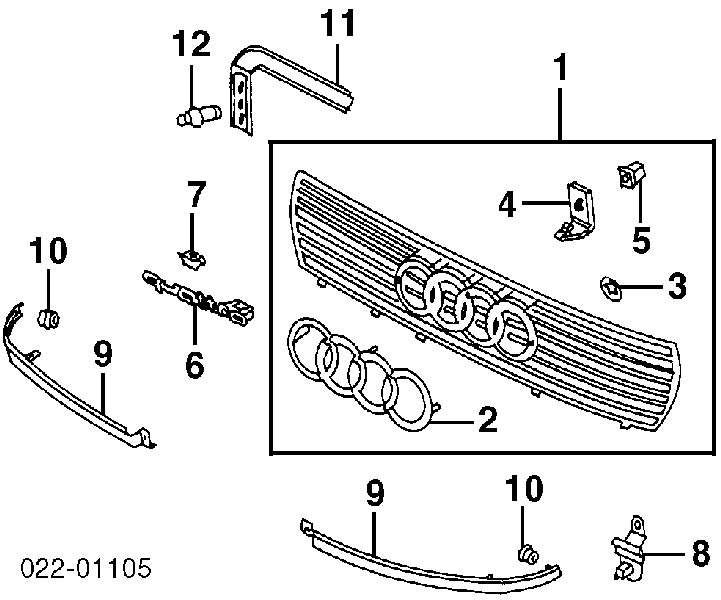 Brewka lampy lewej Audi 80 (8C2, B4)