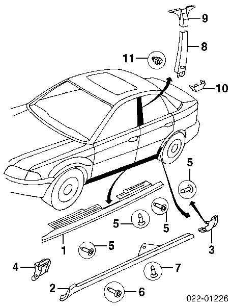 Nakładka (listwa ochronna) na próg zewnętrzna lewa Audi A6 (4B2, 4B4, C5)