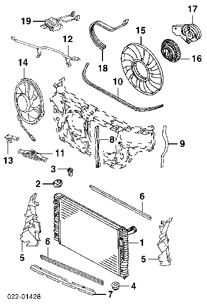 Wentylator elektryczny klimatyzacji kompletny (silnik+wirnik) Audi A6 (4B2, 4B4, C5)