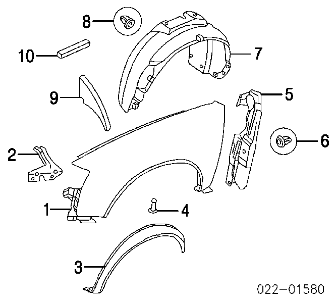 Nadkole błotnika przedniego prawe Audi A6 (4B2, 4B4, C5)