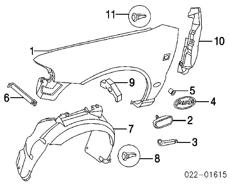 8D0821106J VAG błotnik przedni prawy