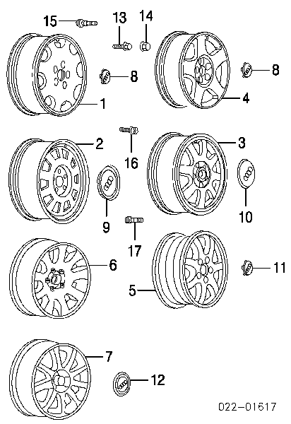 Śruba koła 1K0698137A Opel