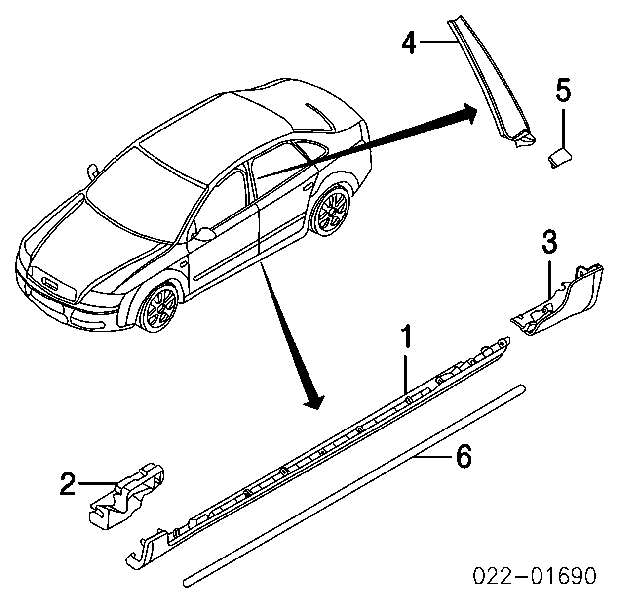 Nakładka (listwa ochronna) na próg zewnętrzna prawa Audi A4 B6 (8E2)