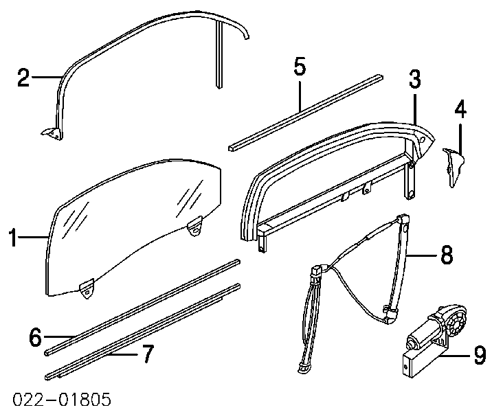 Mechanizm podnoszenia szyby drzwi przednich prawych Audi A4 B6 (8H7)