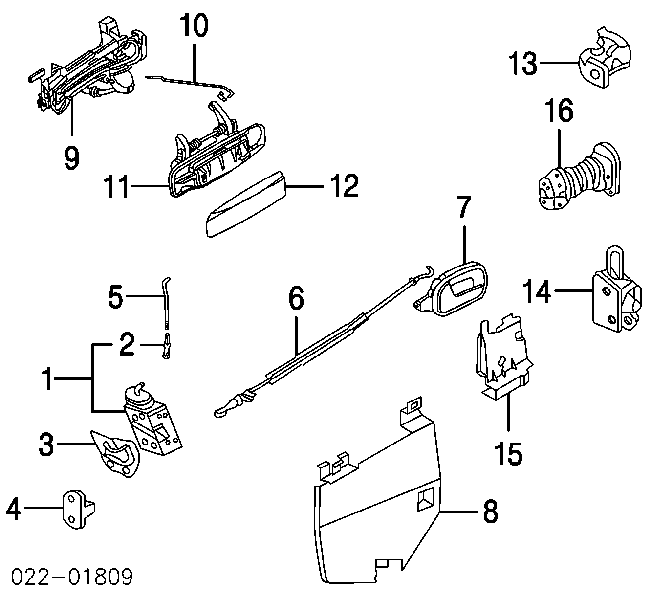 8E0839015D VAG zamek drzwi tylnych lewych