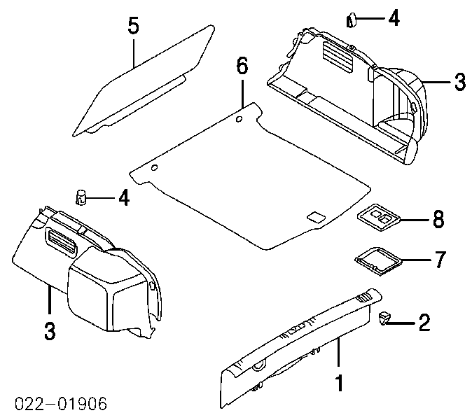 8E5863627 VAG uchwyt półki bagażnika