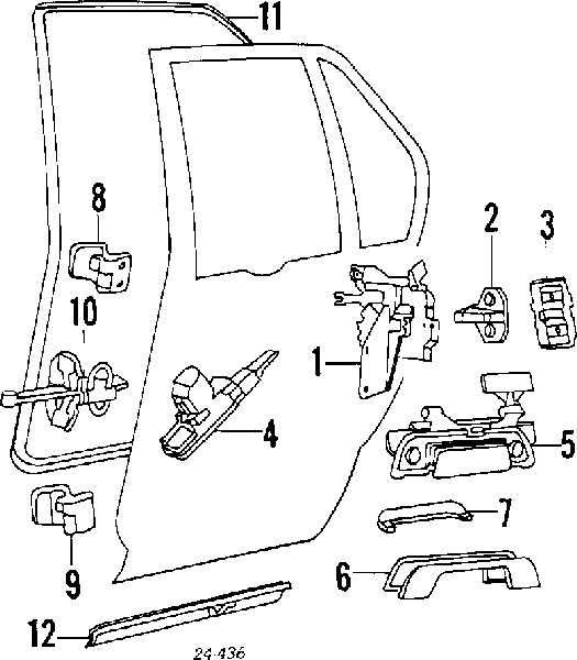 Zamek drzwi tylnych prawych do BMW 5 (E34)