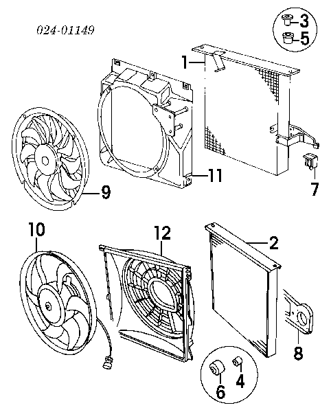 64508372039 BMW Dyfuzor chłodnicy klimatyzacji, w komplecie z wirnikiem i silnikiem